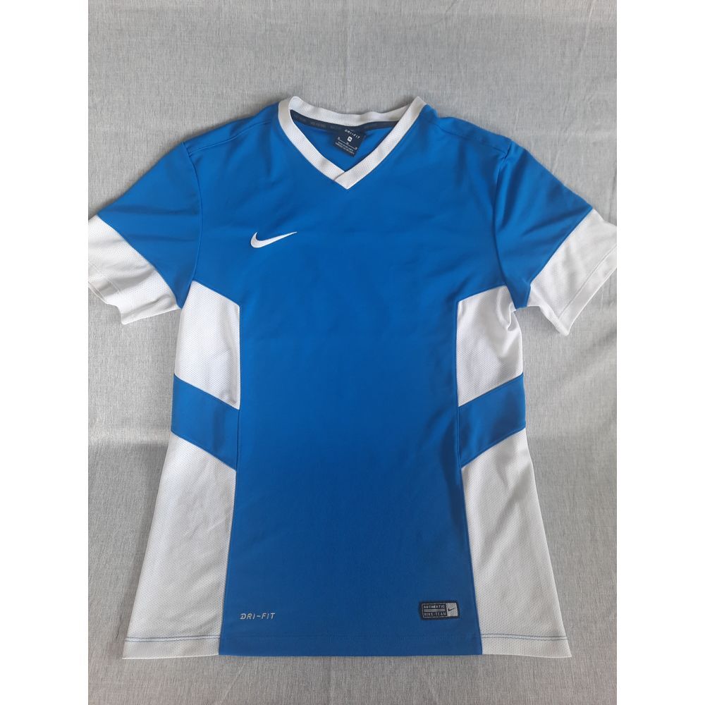 Nike Football Dri-Fit Mens Medium White/Blue Lightweight Pullover V-Neck T-Shirt